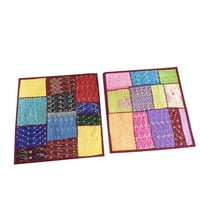 Mogul Ethnic Colorful Cushion Cover Patchwork Embroidered Cotton Square Handmade Pillow Cases 16" x 16"