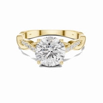 Zuwelria 2.08 CTW Round Shape | D/VVS1 Moissanite Diamond Engagement Ring - Promise Rings for Women | Solid 18K Yellow Gold Plated Silver Size 6