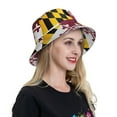 thumbnail image 7 of Flag Of Maryland Bucket Hat Stripe Beach Fisherman Hats For Women Men Reversible Double-Side-Wear With Reflective, 7 of 7