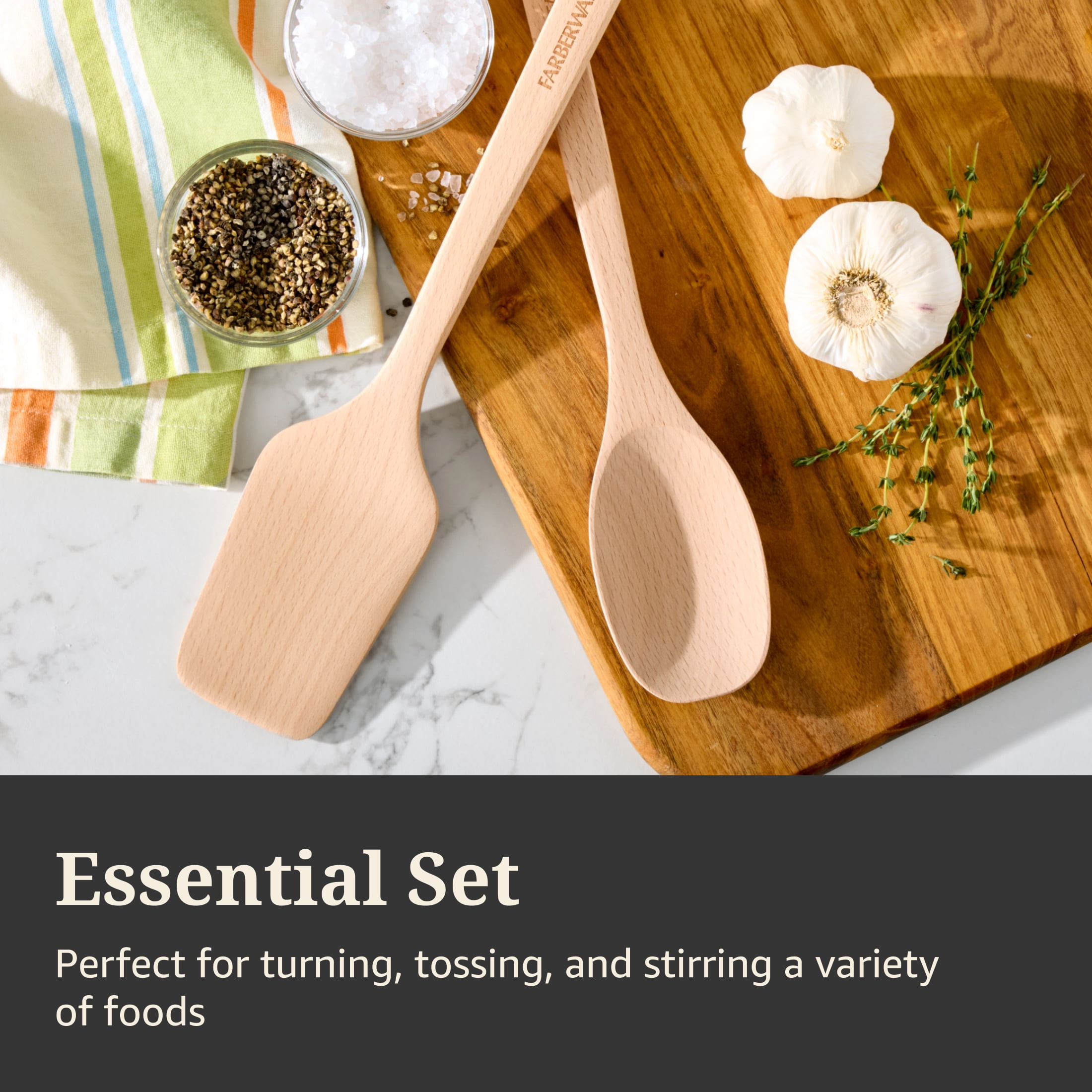 Farberware Professional Wood Spatula/Turner and Cooking Spoon Set, 2-Piece