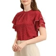 thumbnail image 5 of Allegra K Women's Polka Dots Top Keyhole Back Layered Ruffle Sleeves Blouses, 5 of 6