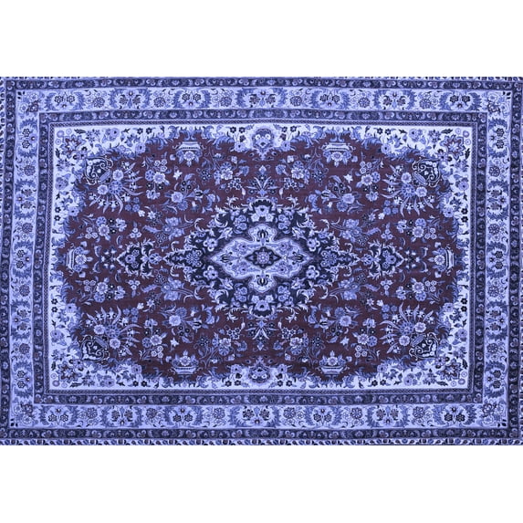 Ahgly Company Indoor Rectangle Medallion Blue Traditional Area Rugs, 5' x 8'