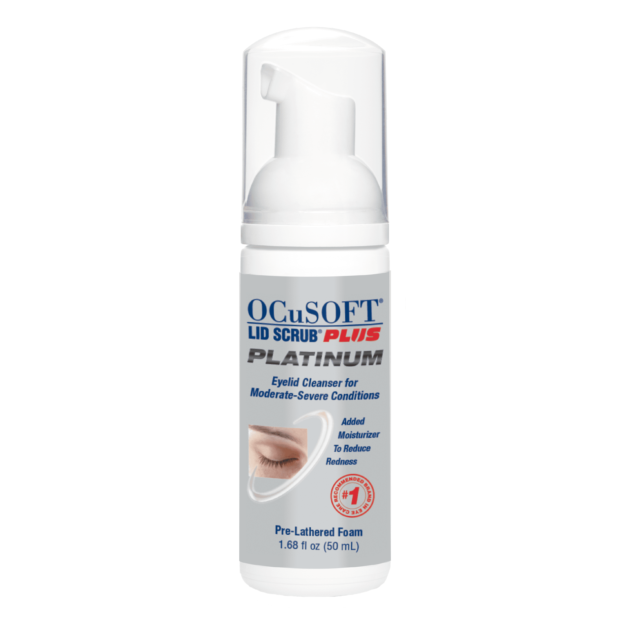 OCuSOFT Lid Scrub Plus Platinum Foaming Eyelid Cleanser 50 Milliliters Extra Strength Cleanser For Irritated Eyelids