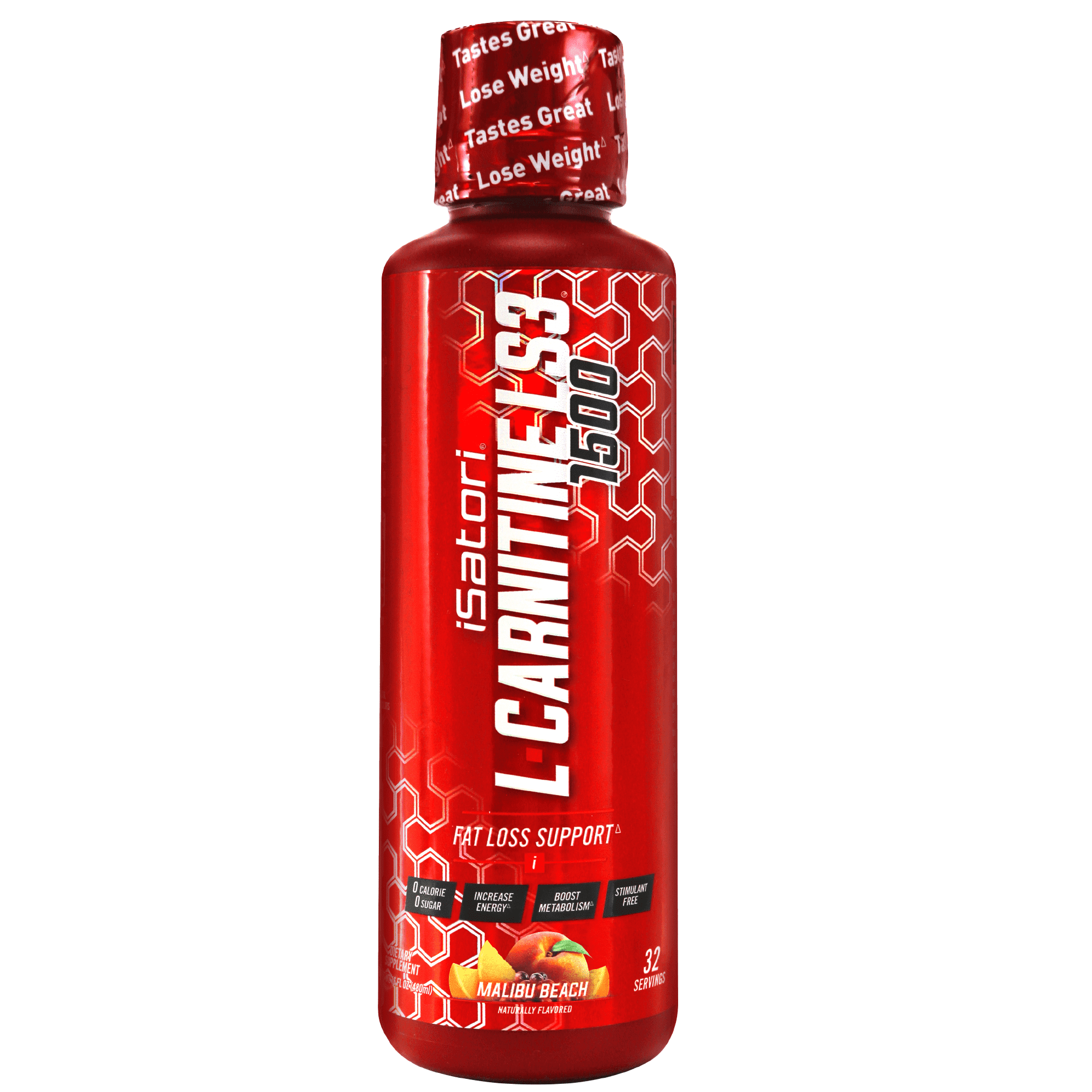 iSatori L-Carnitine LS3 Concentrated Liquid Fat Burner And Metabolism Activator - Fat Loss for Health And Fitness - Keto Friendly - Stimulant Free - Malibu Beach 1500mg - (32 Servings)