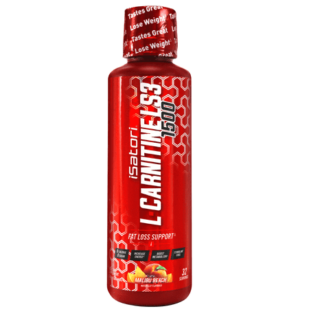 iSatori L-Carnitine LS3 Concentrated Liquid Fat Burner And Metabolism Activator - Fat Loss for Health And Fitness - Keto Friendly - Stimulant Free - Malibu Beach 1500mg - (32 Servings)