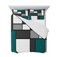 thumbnail image 7 of Quilts Twin Size Bedding Set, Abstract Green Grey Lightweight Quilted Comforter, Modern Geometric Color Blocks Soft Reversible Bedspread Coverlet with Pillow Covers for All Season, 68" x 86", 7 of 7