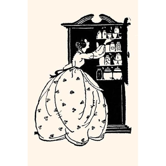 Homemaker pulls china from vitrine-Fine Art Canvas Print (20" x 30")