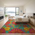 thumbnail image 3 of ODIKA 9'x12' Washable Area Rug Contrasting Pink Freeform Shapes Border Abstract Orange for Dining Room, Basement, Large Office, Non-Slip Chair-Friendly, 3 of 7