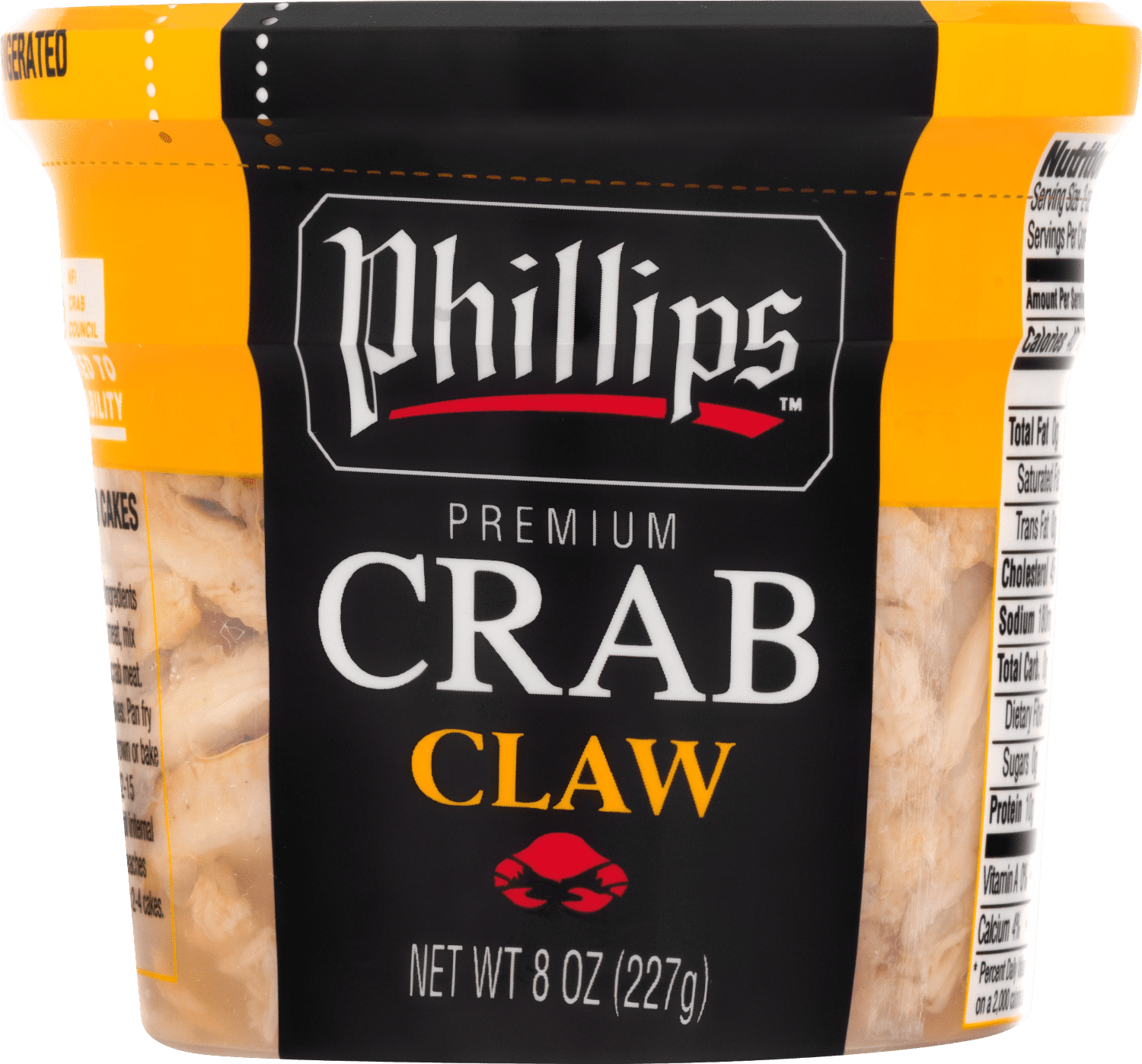 Phillips Pasteurized Claw Crab Meat, 8 oz. Plastic Tub