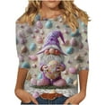 thumbnail image 2 of Cavosen Easter Day Womens Tops 3/4 Length Sleeve Crew Neck Eggs Gnome Print Trendy Pullover Blouse Festival T Shirts Loose Dressy Holiday Shirts Religious Going out Summer Tees XL, 2 of 5