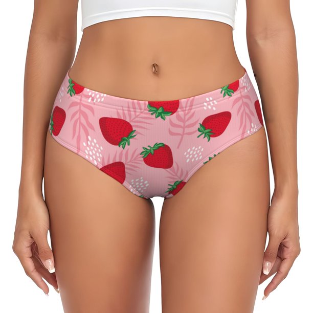 Balery Strawberry Ropa Interior de Algodón para Mujer con Dibujo – Braguitas Cómodas y Elásticas, Estilo Clásico-4X-Large