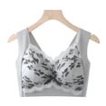 thumbnail image 2 of GEWSEY Women Floral Secrets Comfort Rose Bra,Front Closure Lace Comfy No Wire Bras,Plus Size Rose Push-up Bra Grey, 4XL, 2 of 4