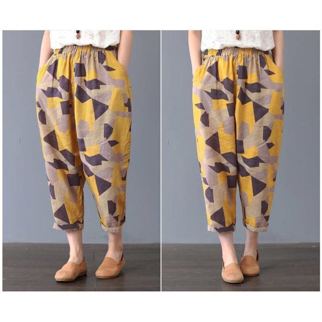 Pantalones sueltos de verano para mujer, pantalones de algodón, pantalones informales noveno para uso diario