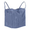 thumbnail image 5 of KHONTS Corset Tops for Women Going out Fall Fashion Crop Lace Outfit Y2k Spaghetti Strap Tank Tops Mesh Party Bustier Cami Tops Navy XL, 5 of 6
