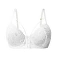 thumbnail image 4 of Wang6 Womens Front Hook Closure Bras Oversized No Underwire Everyday Bras Full Coverage Push up Underwear 3/4 Cup Lace T Shirt Bralettes White 110F, 4 of 5