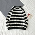 thumbnail image 1 of Vedolay Oversized Sweatshirt for Women Sweatshirts for Women Fall Fashion 2023 Casual Crewneck Long Sleeve Pullover Stripe Print Blouses,White M, 1 of 2