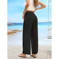 thumbnail image 3 of Women’s Summer Casual Loose Pants  Drawstring Waist Solid Color Slant Pockets Straight-Leg Fit, 3 of 6