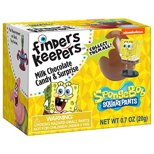 Finders Keepers Milk Chocolate Eggs Assorted SpongeBob Toy Surprise Candy Gifts Pack of 6