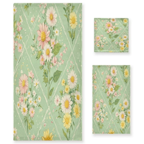 BZSMCE 3piece Bath Towel Sets Hand Bath Towels Fashion Daisy Delight Printed Towel Sets