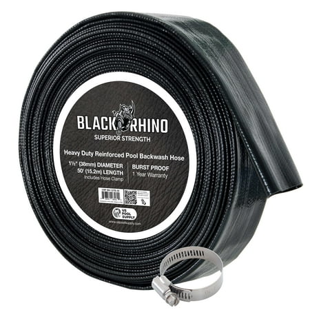 U.S. Pool Supply Pool Backwash Hose 1 1/2 Inch Diameter x 50 Feet - Discharge Hose for Pump Sand Filter & Sump Pump Hoses - Burst Resistant Lay Flat Drainage Hoses for Inground & Above Ground Pools