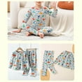 thumbnail image 4 of Hrsba Toddler Winter Casual Two-piece Outfit Sets， Children's Home Suit Set Solid Color Long Sleeve Crew Neck Top With Dinosaur Print And Elastic Waist Pants Sleepwear For Kids 3-15 Years, 4 of 4