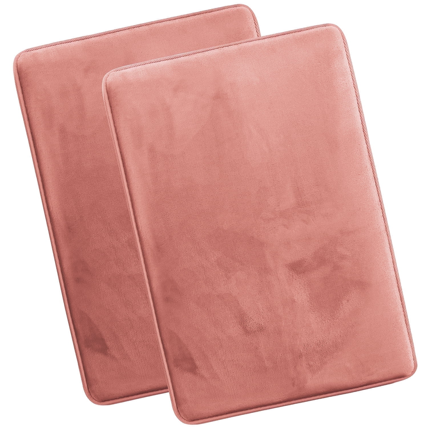 Nestl Set of 2 Absorbent Memory Foam Bath Mat Set Bathroom Rugs Misty Rose Large 20 x32
