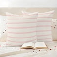 thumbnail image 4 of Pack of 2 Outdoor Pillow Covers 24x24 Inch Waterproof Pink Striped Throw Pillow Covers,Decorative Couch Pillow Case Sham Rustic Pink Stripe Modern Art Beige Patio Garden Pillowcases Cushion Covers, 4 of 8