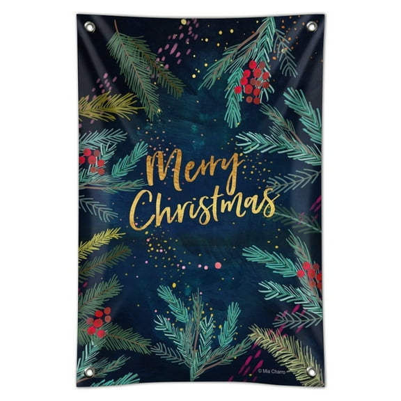 Merry Christmas Stars Pine Needles Home Business Office Sign