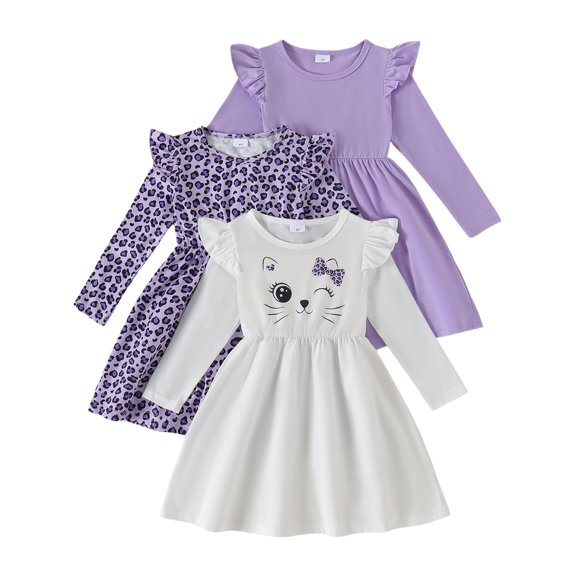Vestido VARMILO Blanco y Morado 6 años