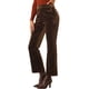 thumbnail image 4 of Pantalones de tobillo elegantes de terciopelo para mujer Inspire Chic, de cintura alta, con bolsillos, talla XS, color marrón, 4 of 5