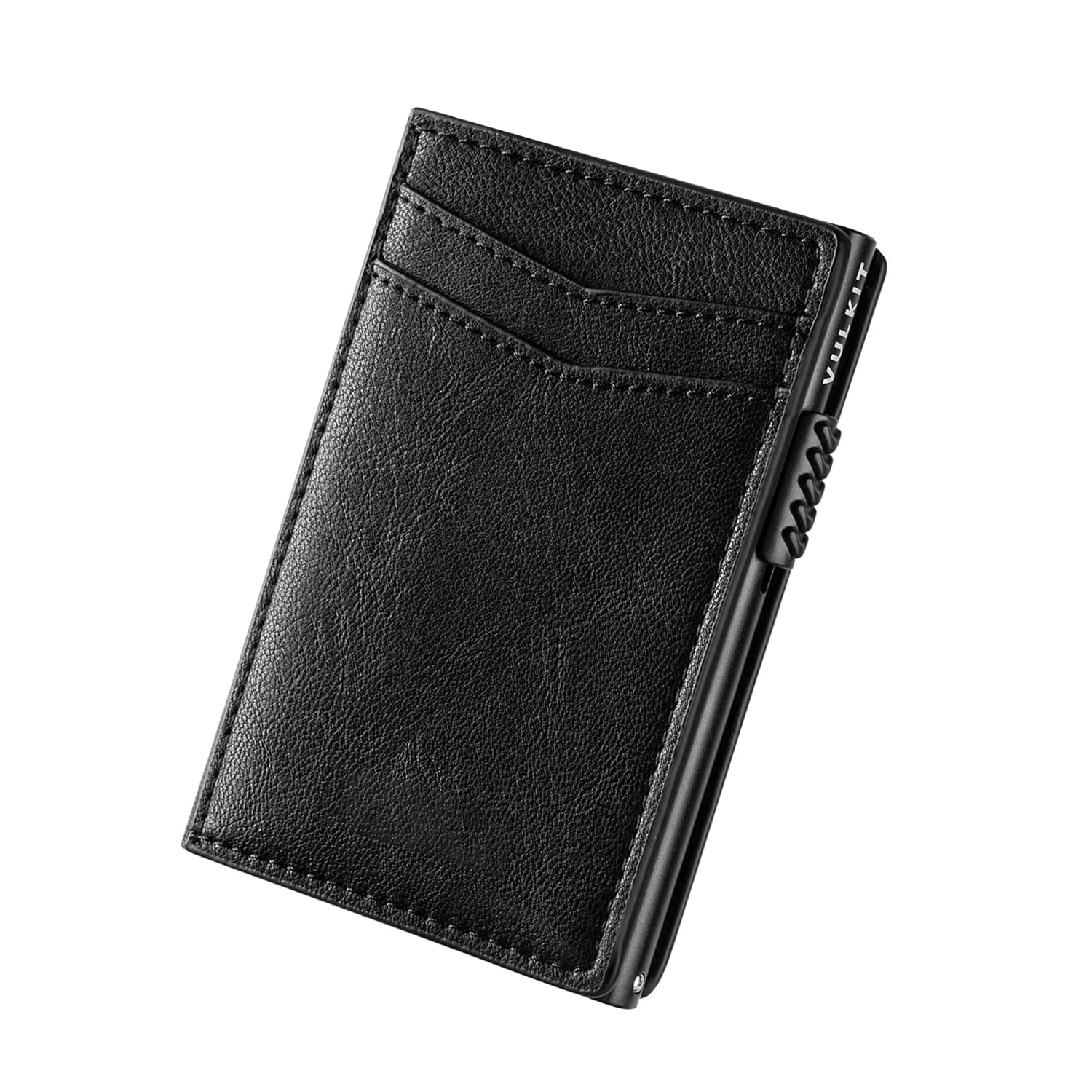 Credit Card Holder RFID Blocking Leather Automatic Pop Up Wallet Slim Money  Clip Wallet Double Card Case for Men and Women(Black) 