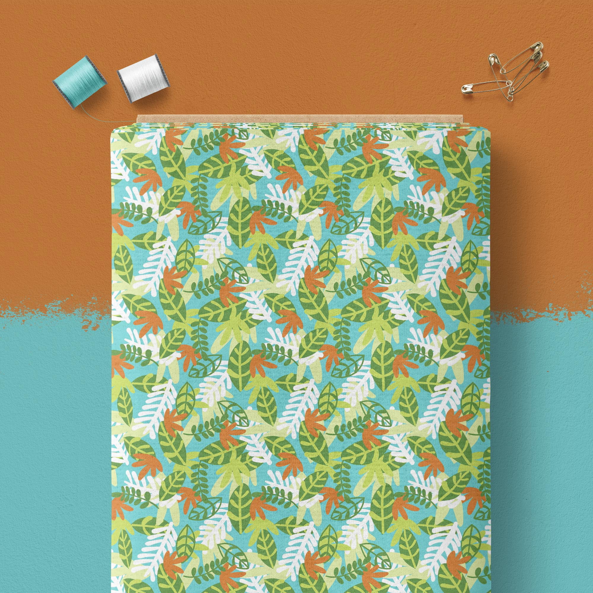 Create It 44" 100% Cotton Foliage Sewing & Craft Fabric 8 Yard Bolt, Turquoise