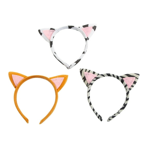 Plush Kitty Ear Headbands, Apparel Accessories, Birthday, Party Favors, 12 Pieces