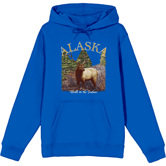 Adventure Society Alaska Long Sleeve Adult Hooded Sweatshirt-Medium-Blue