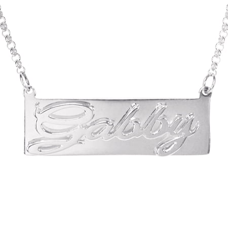 Personalized Double 3-D Script Name Necklace in Sterling Silver