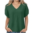 thumbnail image 5 of Sawvnm Plus Size Tops for Women's Fashion Casual Solid Button V Neck T-shirt Tops Blouse, 5 of 7
