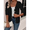 thumbnail image 4 of Sweaters for Women Fall Winter V Neck Button Down Cute Sweater Jacket Knit Tops Black S, 4 of 8