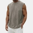 thumbnail image 2 of Kopltyrfg Mens Sleeveless Tank Tops Cut Off Muscle Gym T Shirts Running Beach Loose Fit Tees Khaki XL, 2 of 5