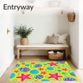 thumbnail image 3 of ODIKA 4'x6' Machine Washable Non-Slip Area Rug, Starfish and Scallop Medley Shell with Nautical Accents High Traffic Rug, Yellow, 619084, 3 of 7