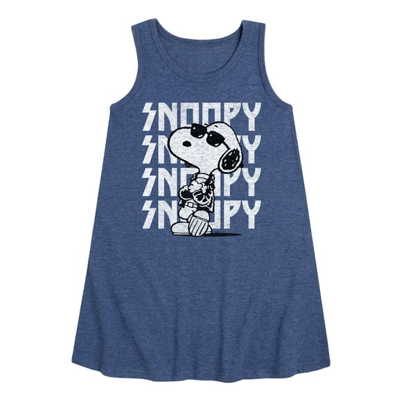 Peanuts - Snoopy Rock Name Repeat - Toddler and Youth Girls A-line Dress