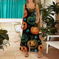 thumbnail image 5 of HAJWOH Halloween Pants Women Print Linen Cotton Jumpsuits Rompers Plus Size Loose Fit Jumpers Pants with Pockets(Multicolor,L), 5 of 6