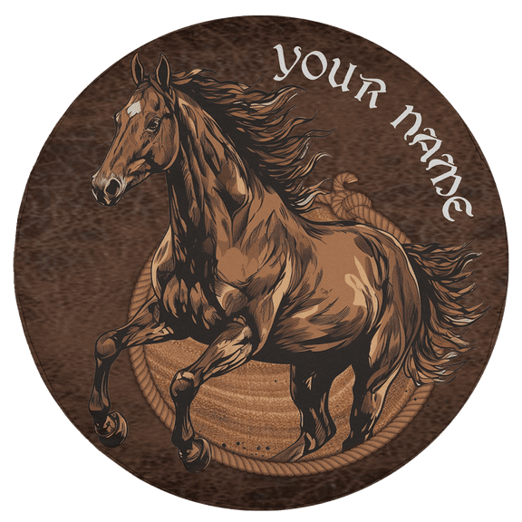 Lotusprinthandmade Personalized Name Brown Horse Horse Lover Spare Tire Cover Without Backup Camera Hole 6 Sizes