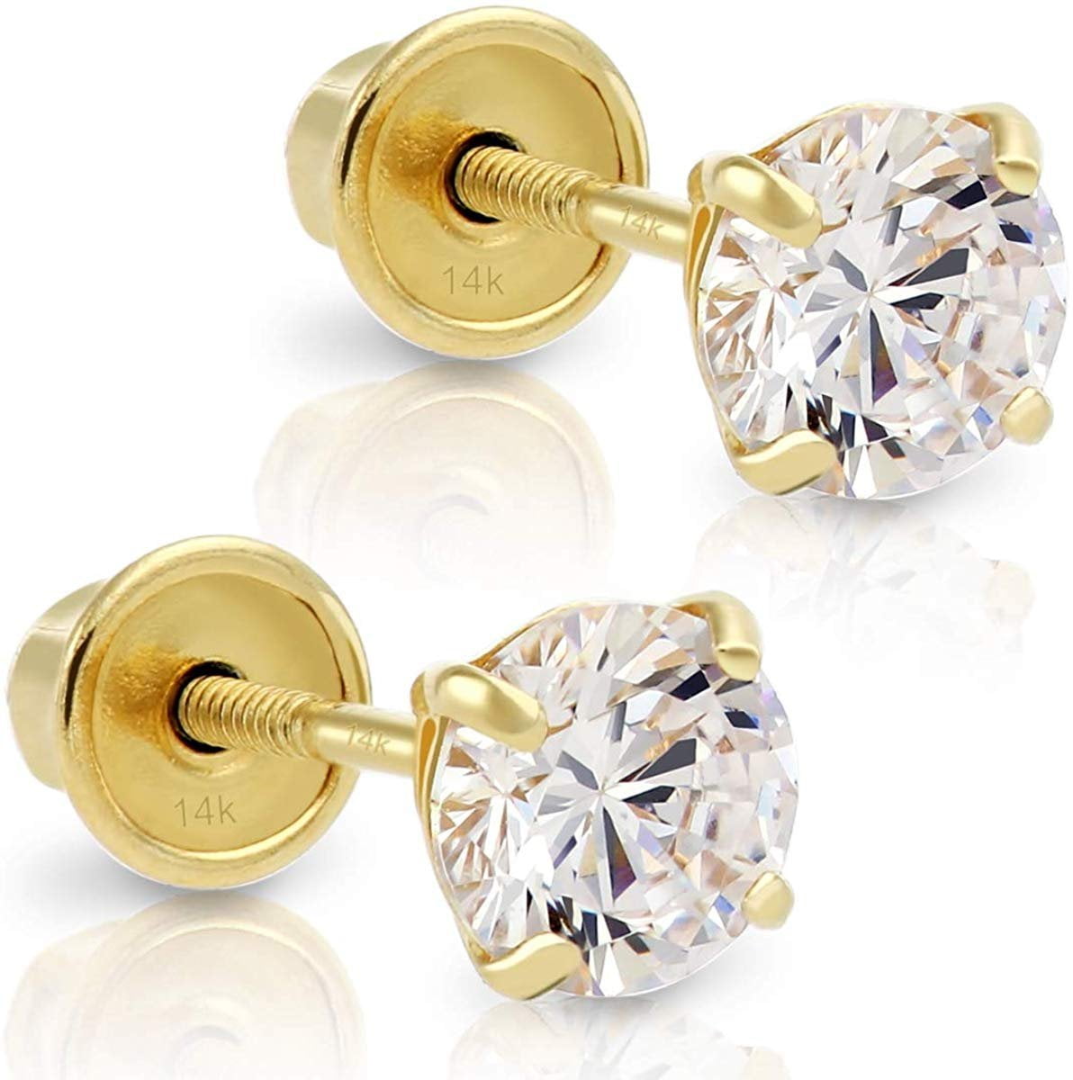 14k White Gold Made with SWAROVSKI Cubic Zirconia Solitaire Stud Earri –  Art and Molly
