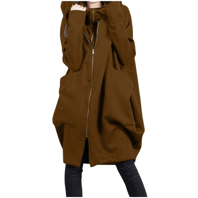 Timegard Sweatshirt for Women Plus Size Full Zipper Long Sleeve Long Hoodies Fall Winter Comfy Jackets