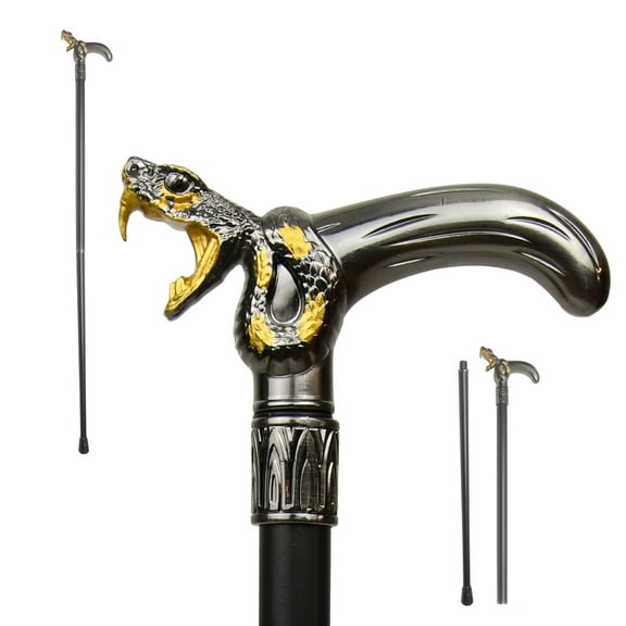 Snake Head Walking Stick Cane - Collapsible Travel Canes for Men, Women, Seniors Elderly Assistance