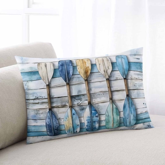 Lake Paddle Striped Queen Pillow Covers, Watercolor Vintage Wood Grain Soft Breathable Throw Pillow Cases with Invisible Zipper, Decorative Pillowcase Pillows Protectors for Sofa Bed Chair 20"x30"
