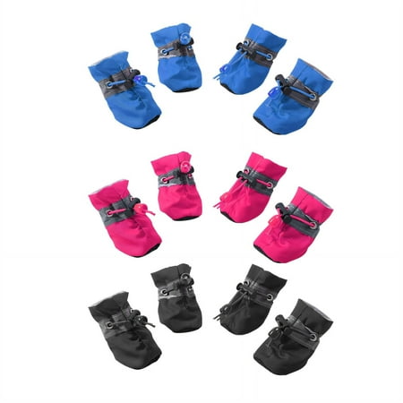 GASTROPOD 4Pcs Dog Shoes Comfortable Nylon & Cotton Material Dog Socks Anti-Slip Rubber Sole Dog Boots & Paw Protectors Reflective Strips Dog Rain Boots 4.5x3.5cm Style7