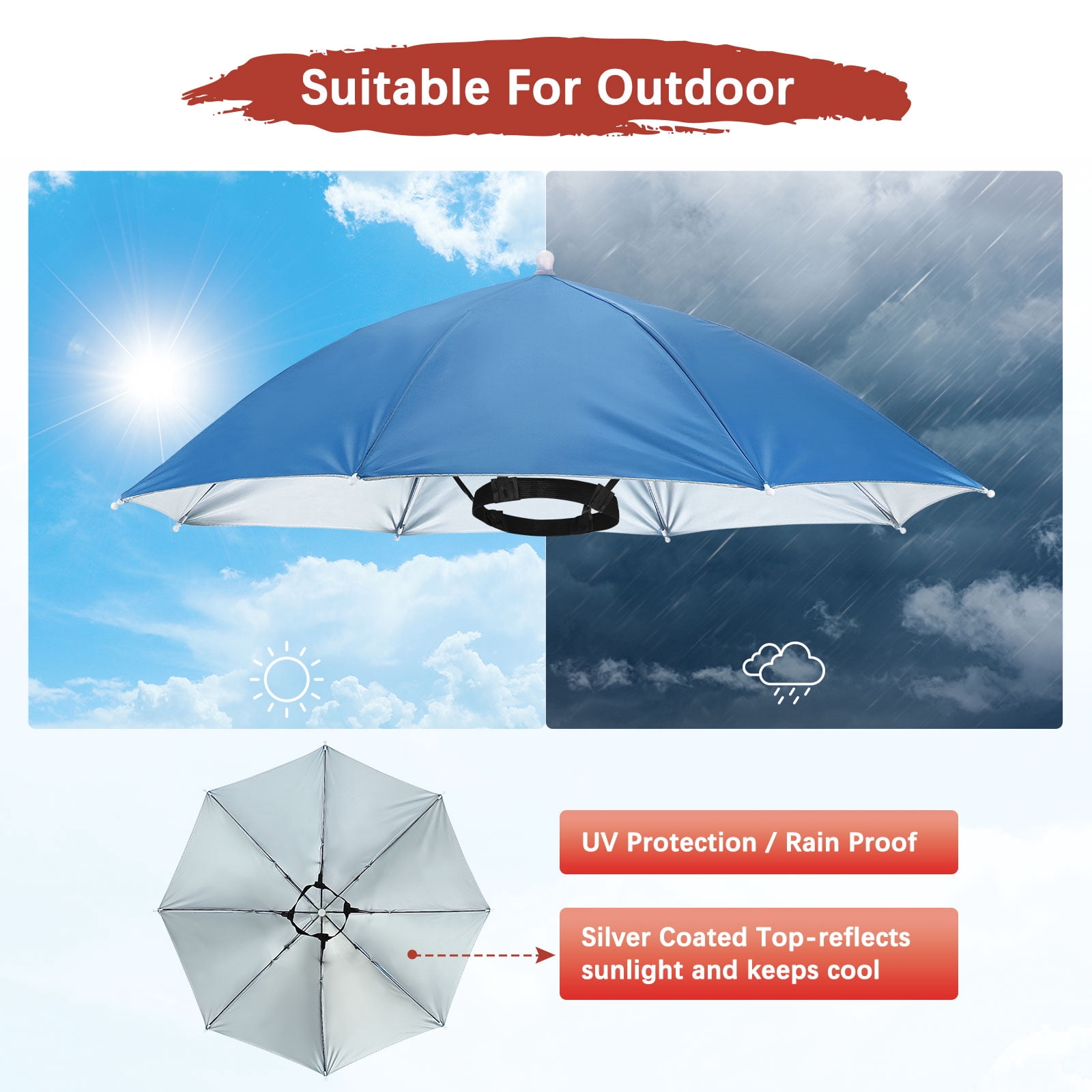Acheter Chapeau de parapluie de pêche, casquette de parapluie pliante, Camping, pêche, randonnée, Festival en plein air