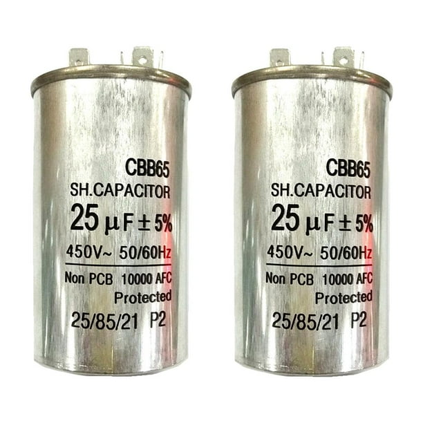 Paquete de 2 condensador de arranque motor eléctrico compresor aire acondicionado Cola CBB65 Funcionamiento del arranque del acondicionador de aire