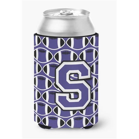 Letter S Football Purple & White Can or Bottle Hugger
